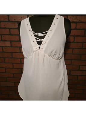 Free 2 Luv (Altar'd State)-Sleeveless Mixed Material Blouse lace and polyester